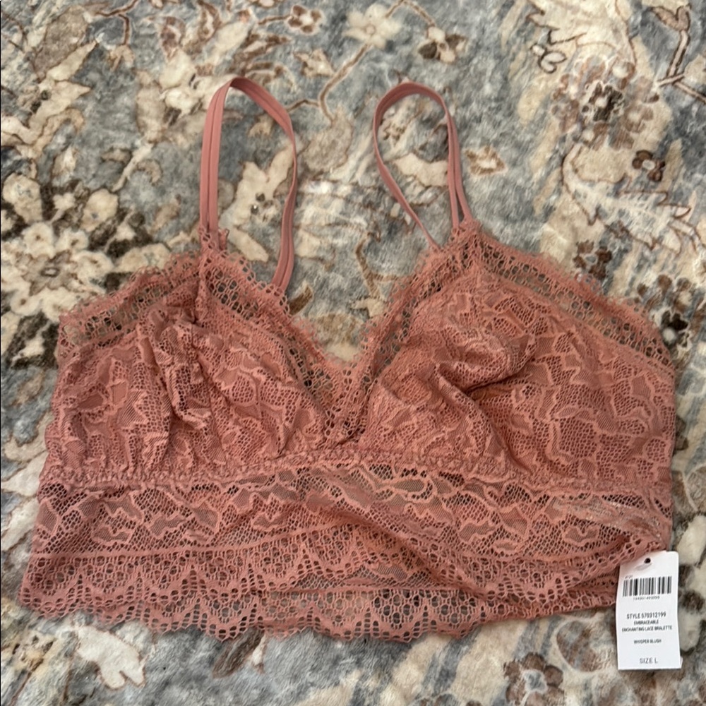 Soma Pink Lace Bralette with Scalloped Trim